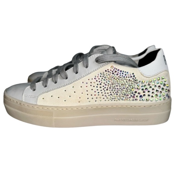 P448 Thea‎ Platform Sneaker White w/ Iridescent Crystals EU Size 36 USA 5.5 5 - Picture 4 of 13